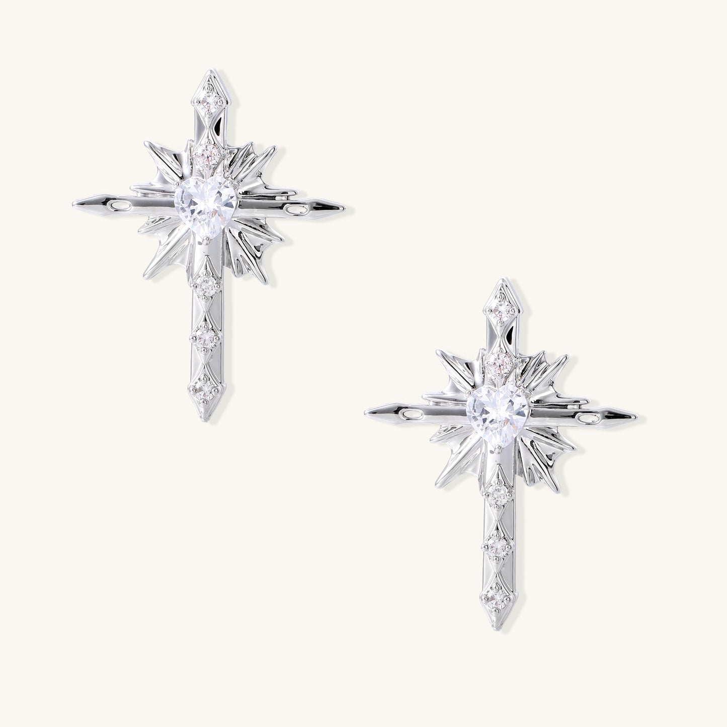 Celestial Radiance Cross Earrings
