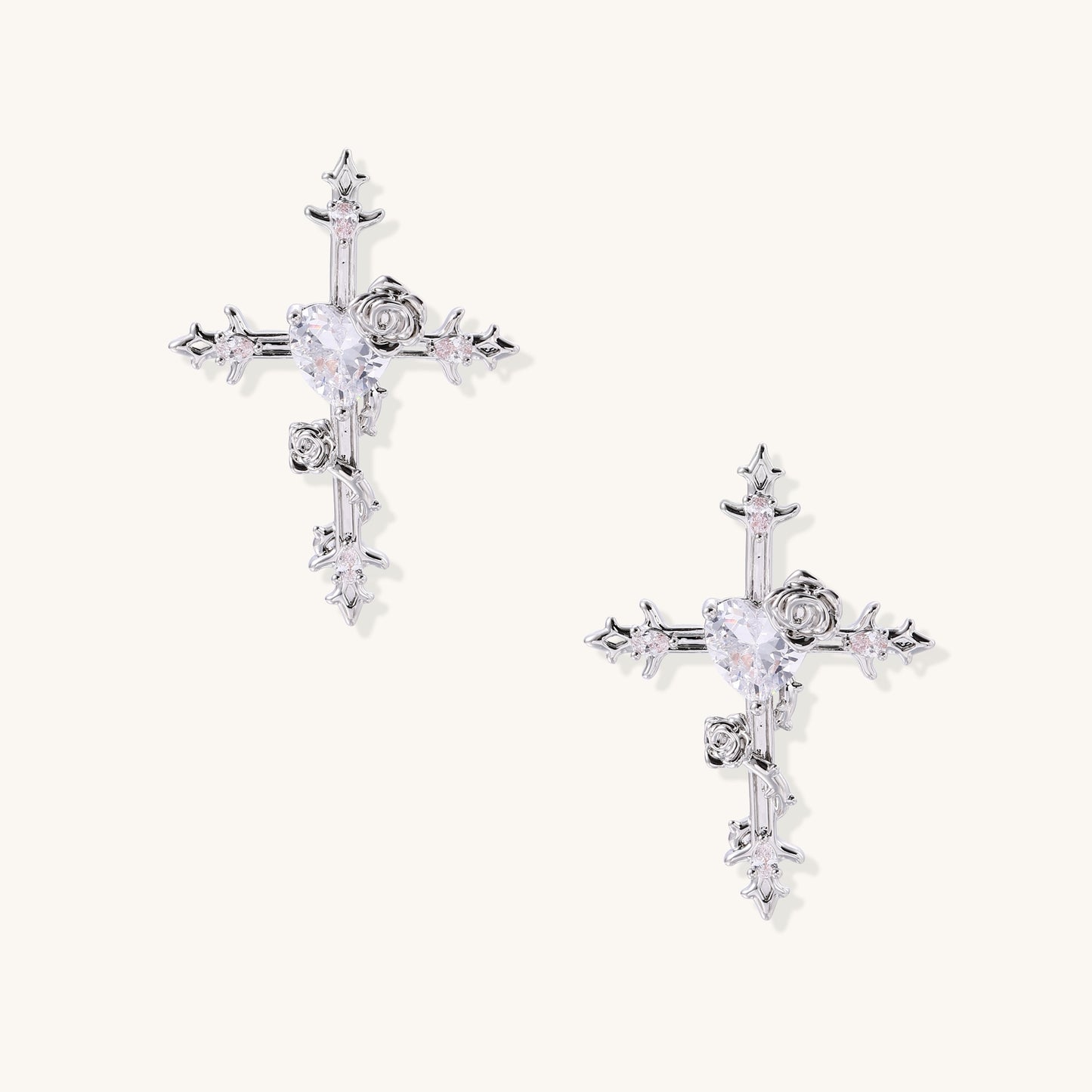 Rose Cross Drop Earrings Divine Feminine Power