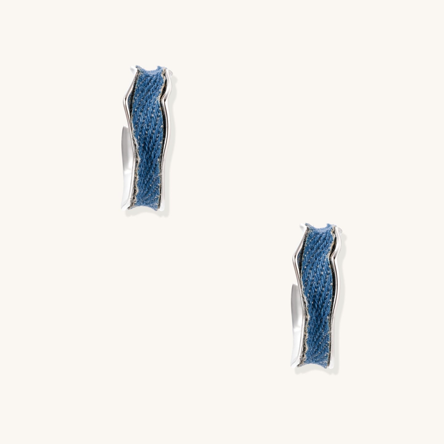 Waves of Denim Hoop Earrings