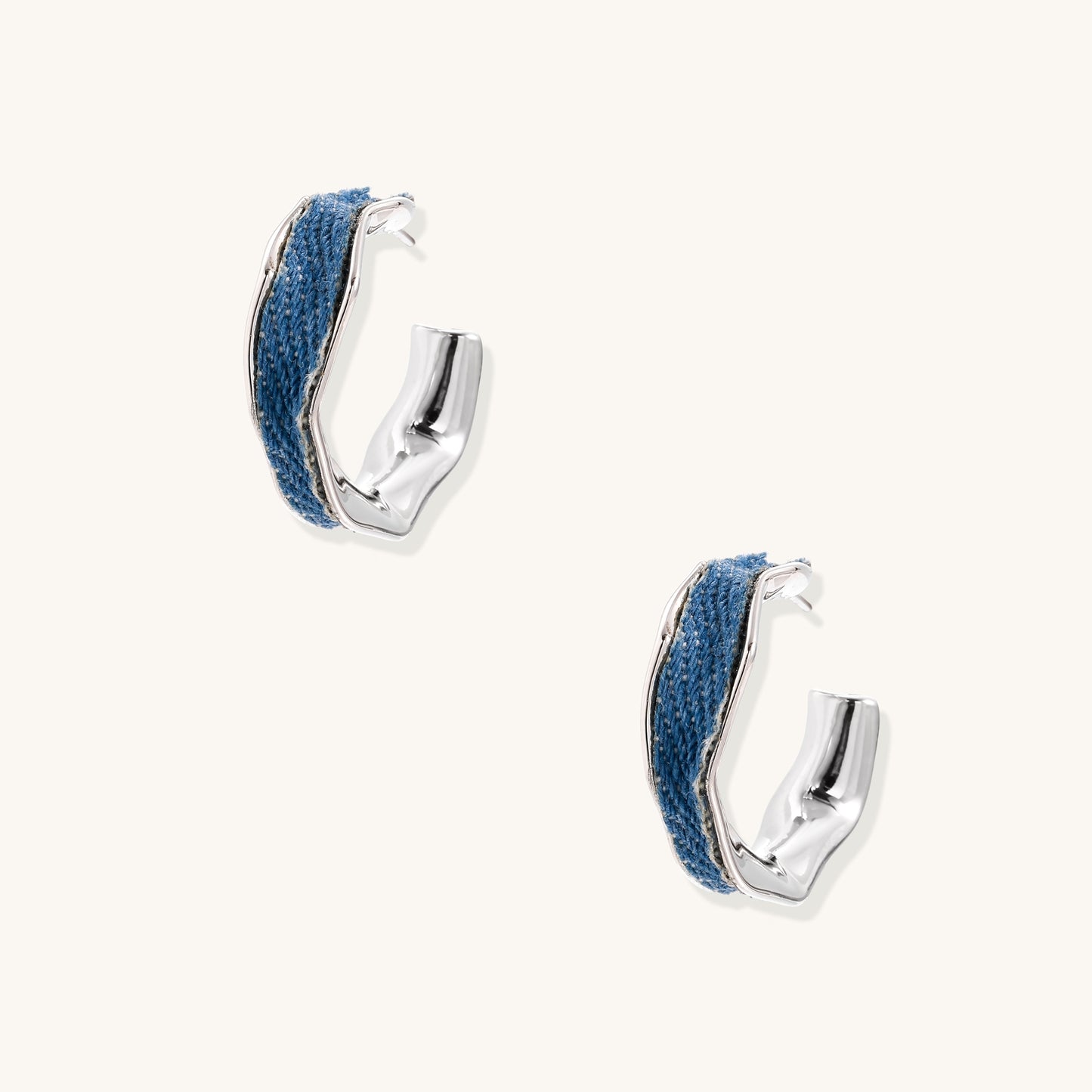 Waves of Denim Hoop Earrings