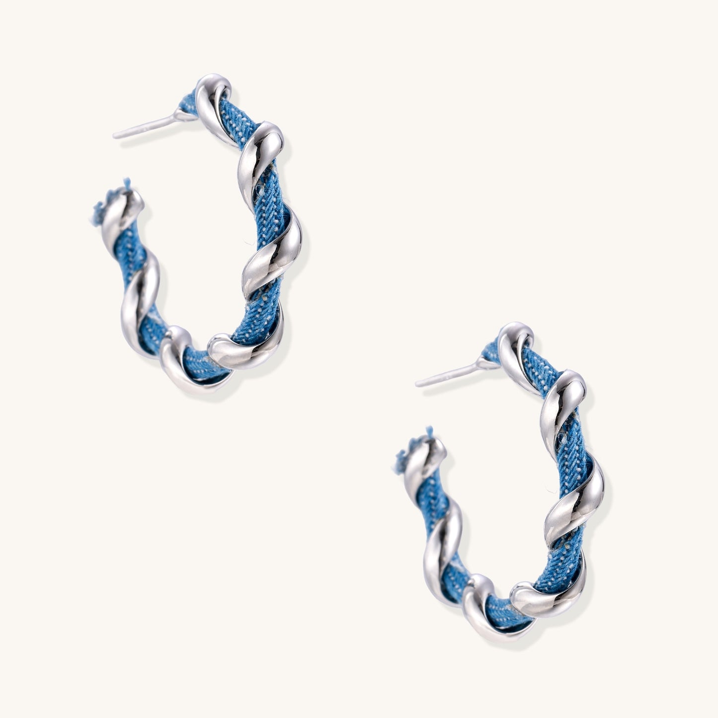 Intertwined Calm Denim Hoops