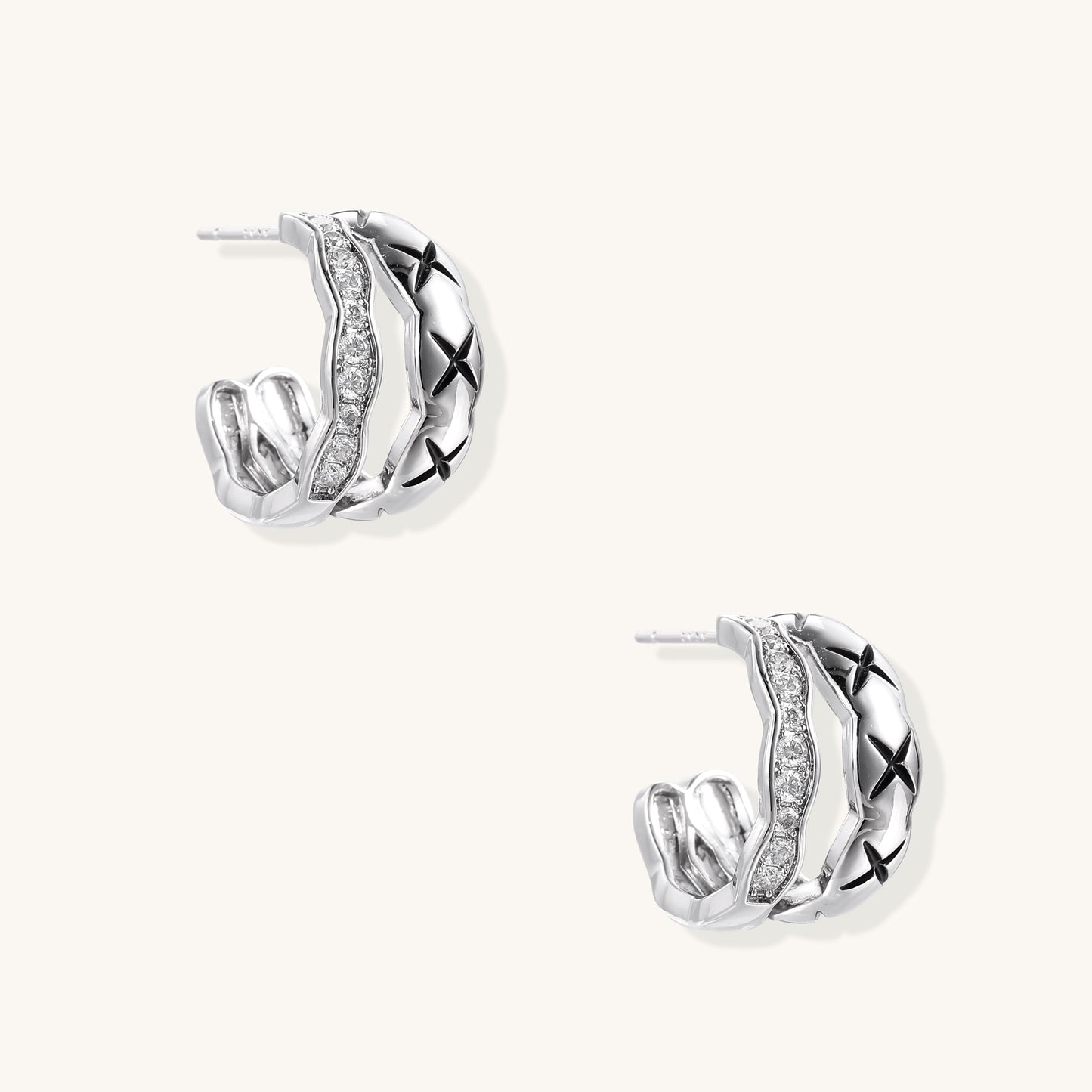 Starlit Ripple Hoop Earrings