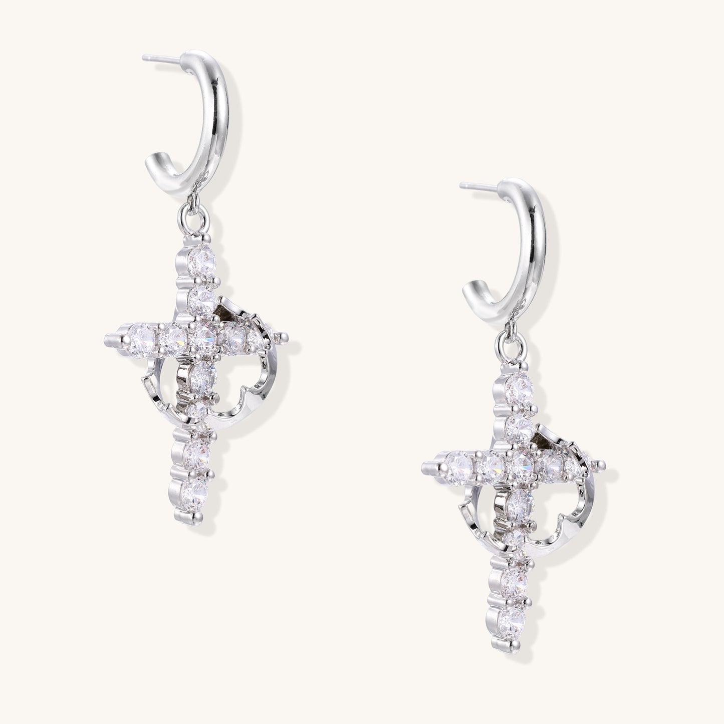 Celestial Harmony Cross Earrings