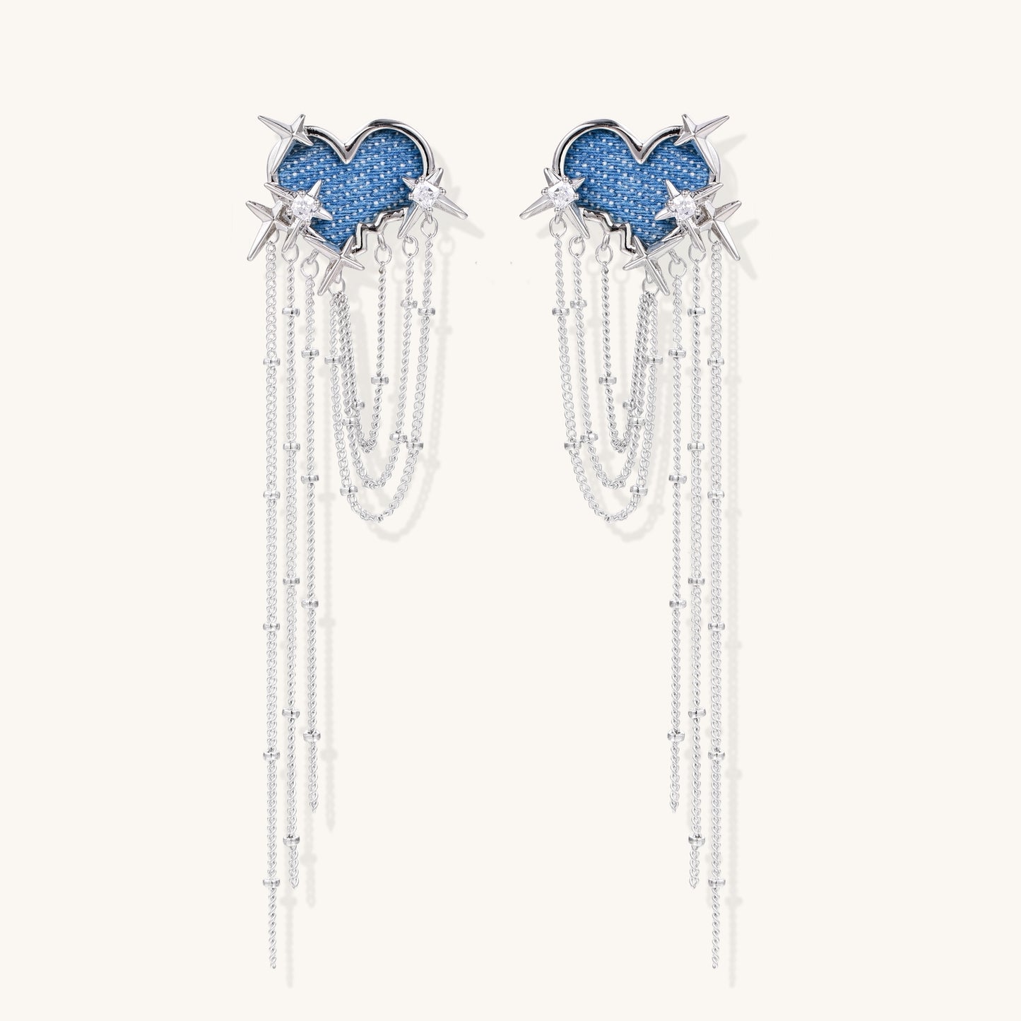 Celestial Chain Drop Earrings with Crystal Stars