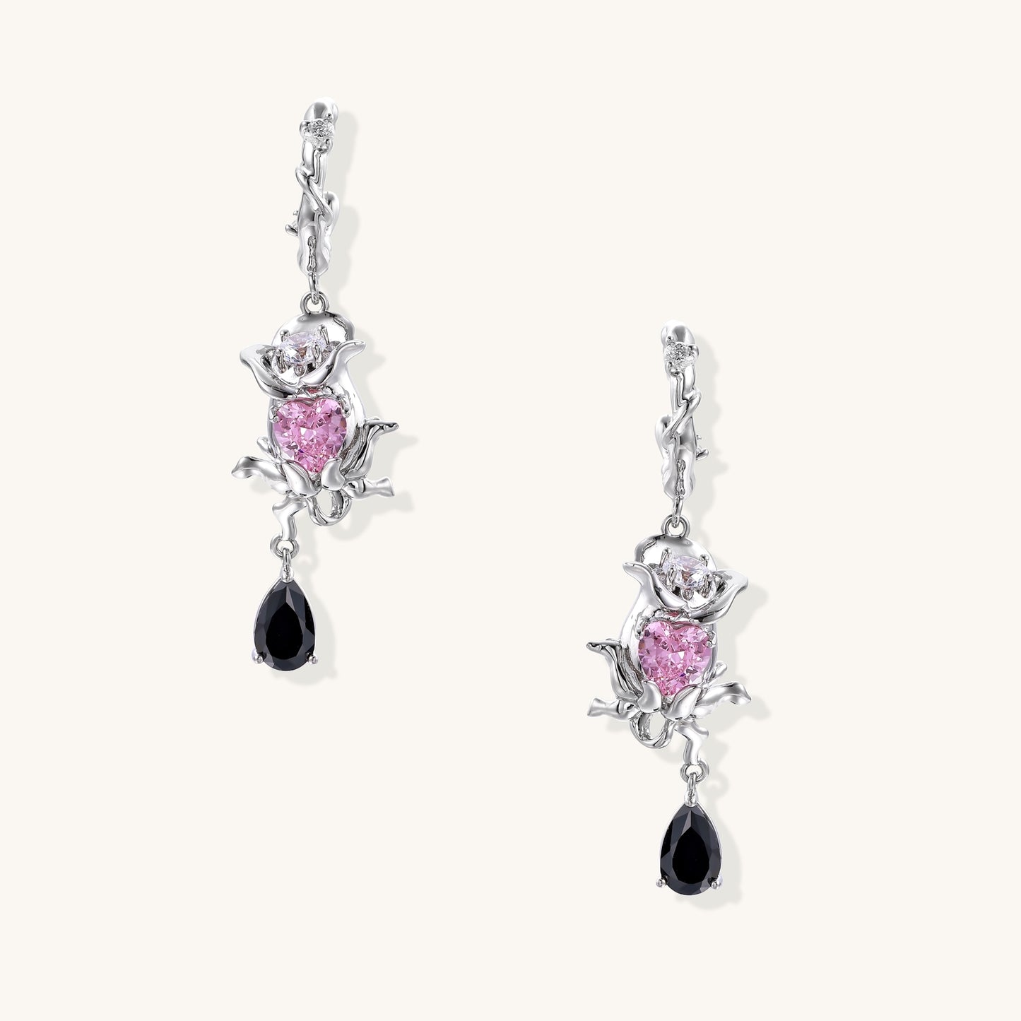Rose Garden Drop Earrings Romantic Statement Pair