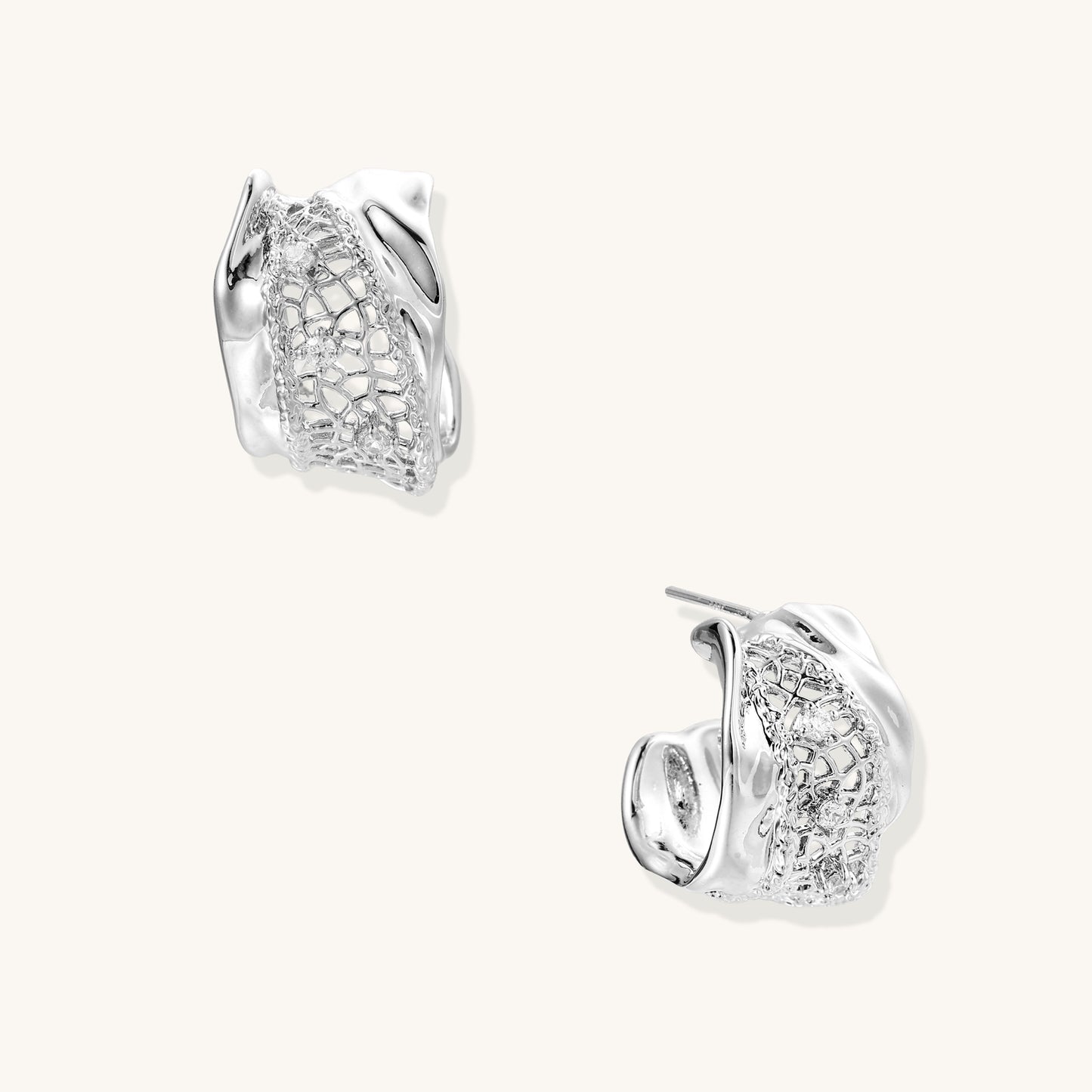 Geometric Stud Earrings with Crystal Details