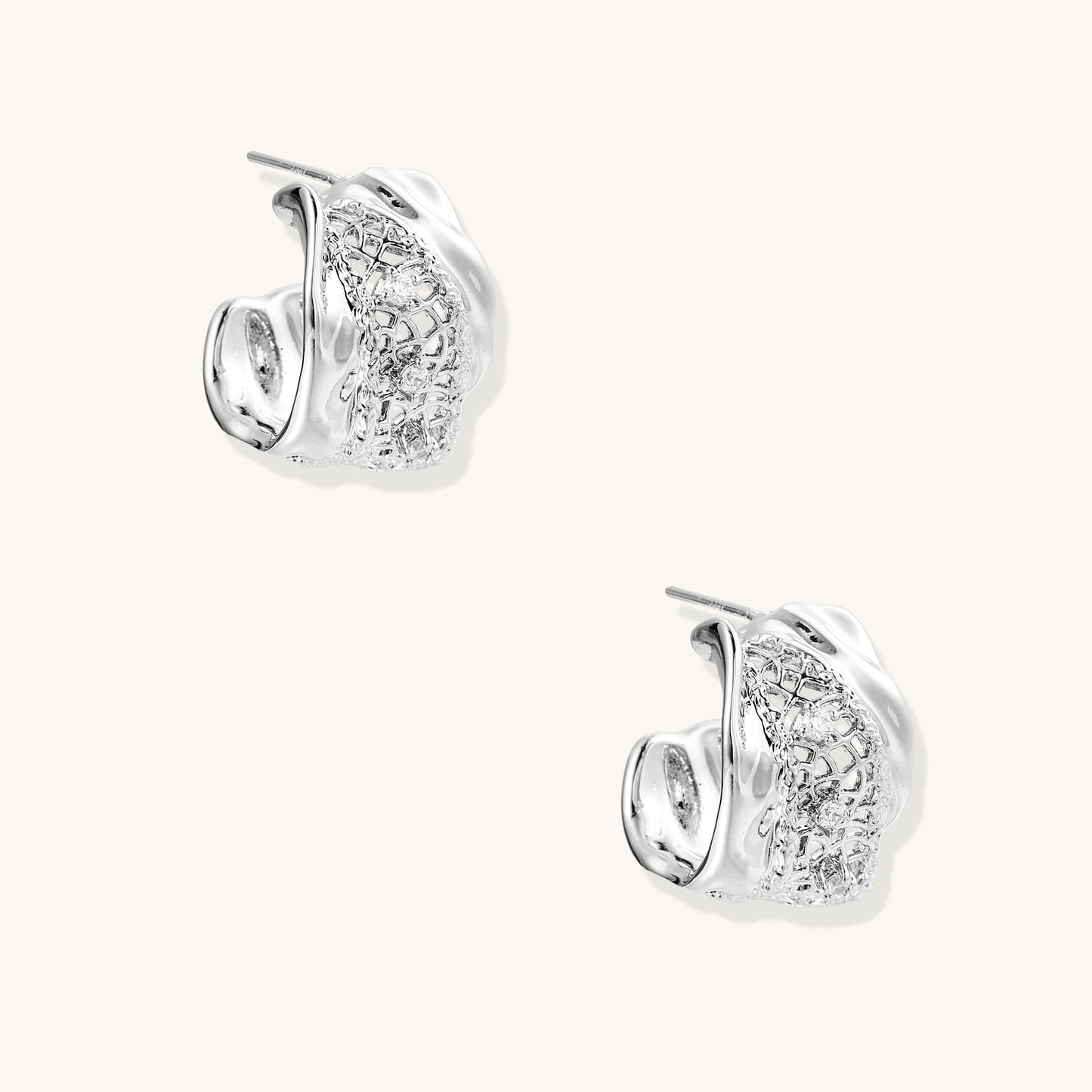 Geometric Stud Earrings with Crystal Details