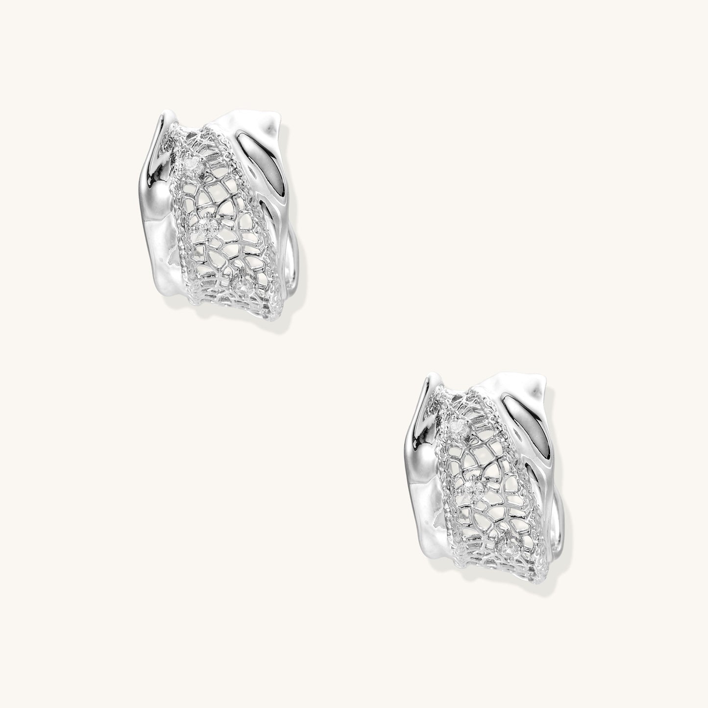 Geometric Stud Earrings with Crystal Details