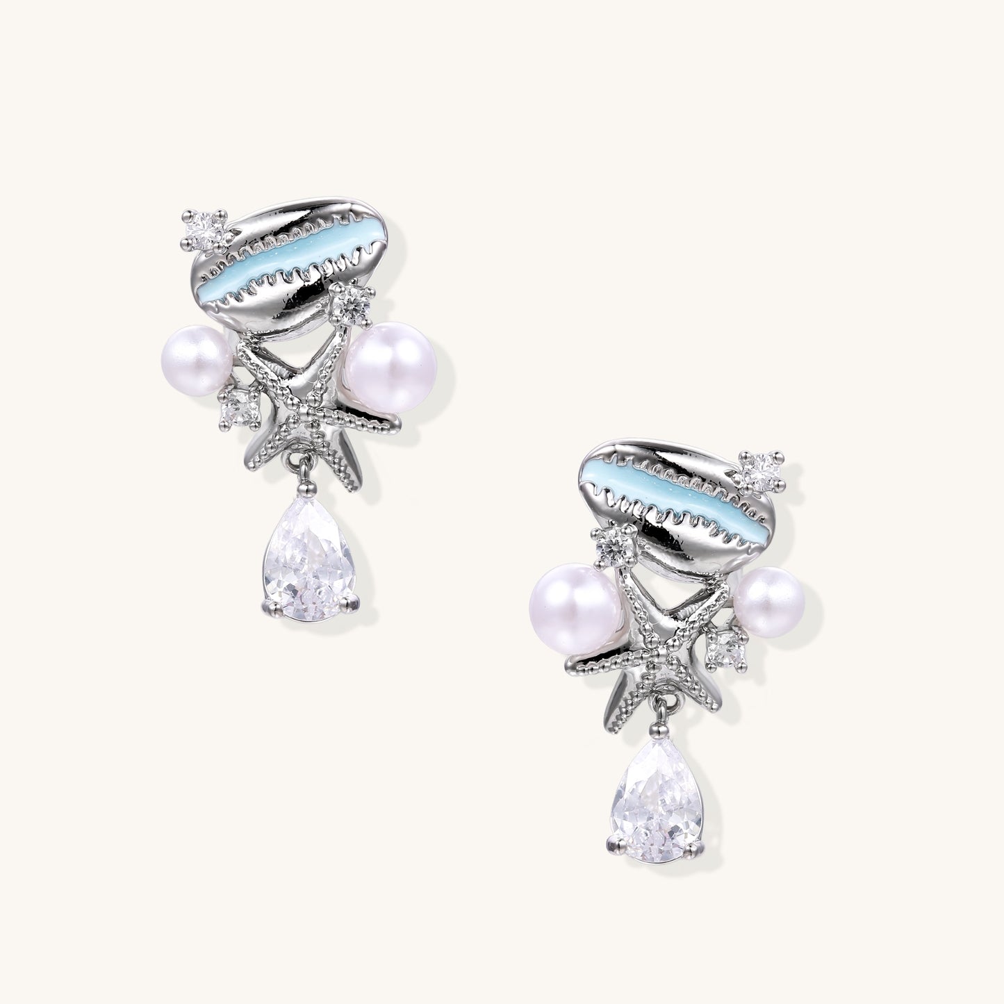 Ocean Vibes Drop Earrings with Shell Design