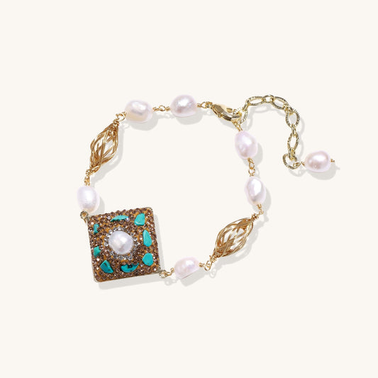 Sacred Geometry Turquoise Pearl Bracelet