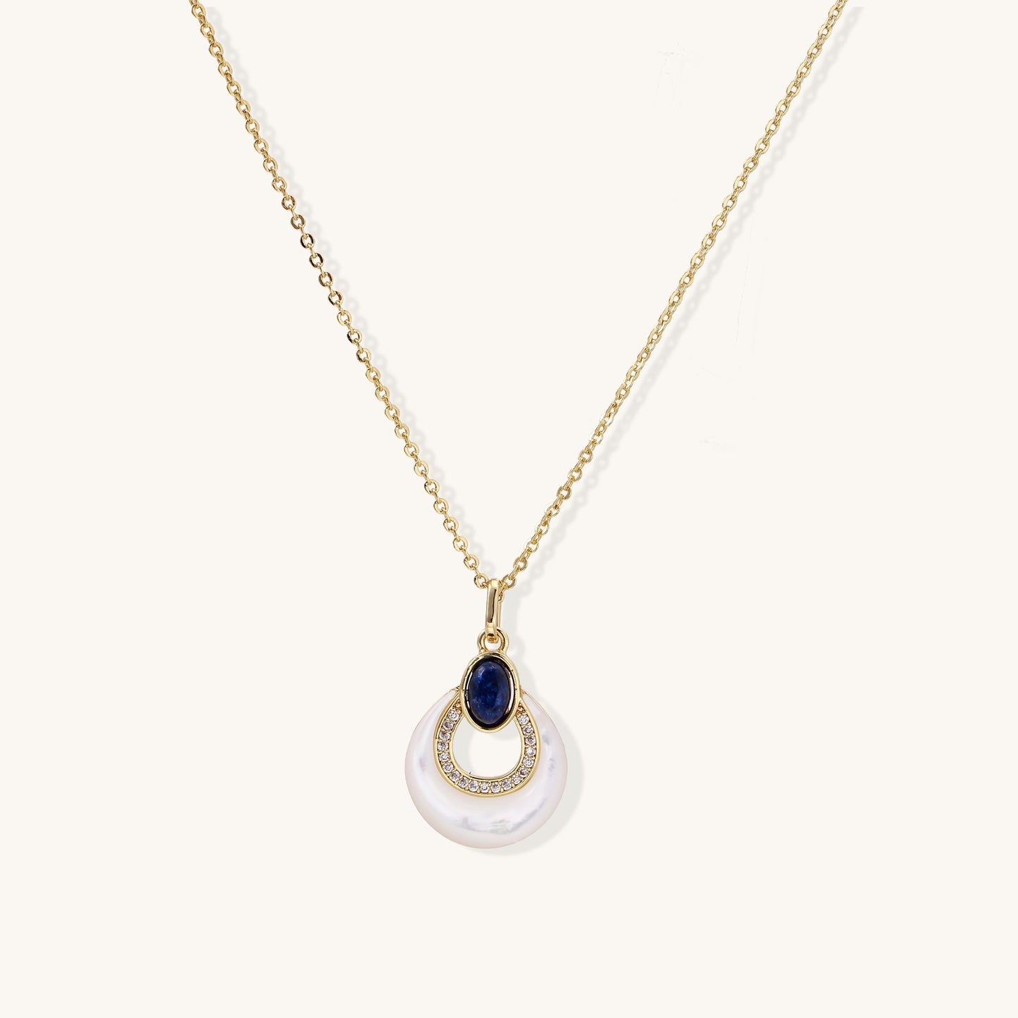 Gentle Confidence Pearl & Lapis Necklace