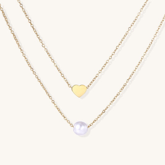 Golden Heart and Pearl Whisper Necklace
