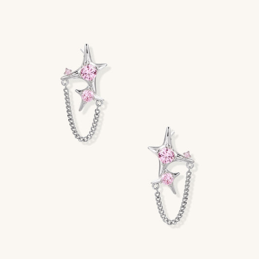 Cosmic Flow Pink Zirconia Earrings
