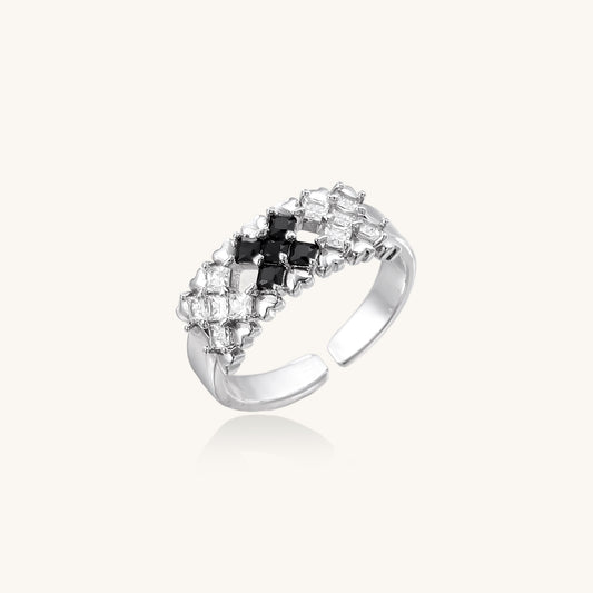 Square Crystal Cluster Ring Adjustable