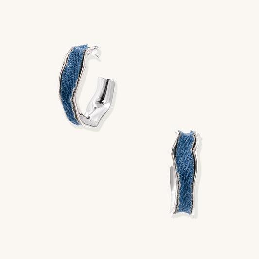 Waves of Denim Hoop Earrings