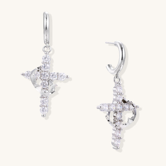 Celestial Harmony Cross Earrings