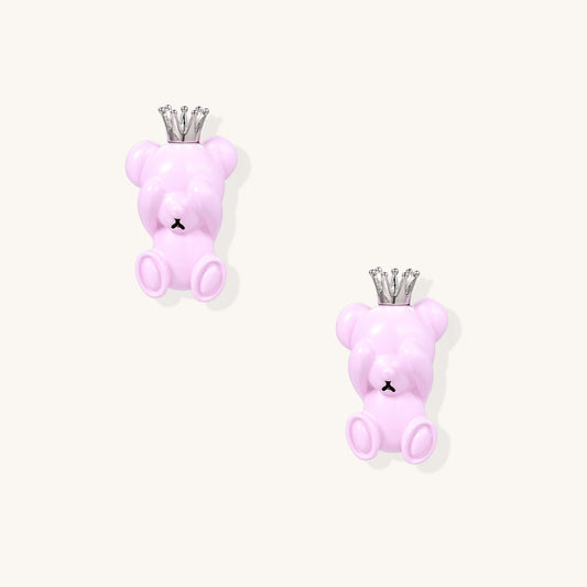 Crowned Serenity Bear Earrings