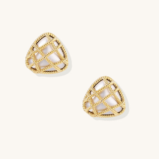 Golden Lattice Whisper Earrings