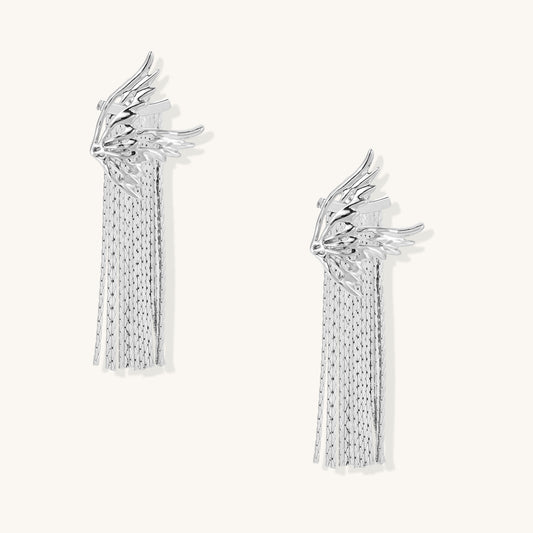 Rising Wings Silver Thread Earrings