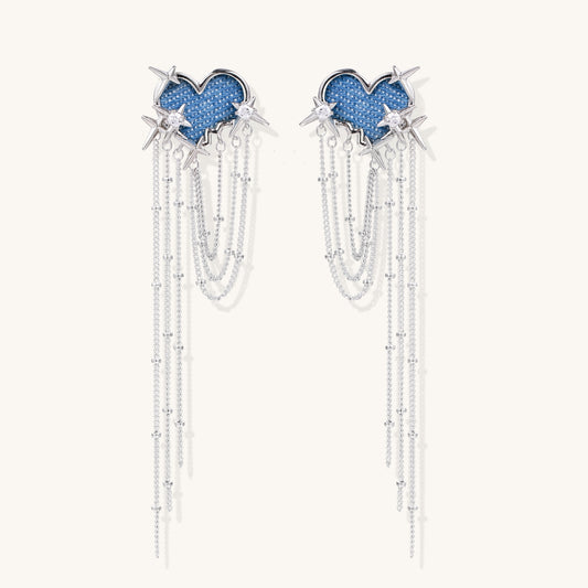 Celestial Chain Drop Earrings with Crystal Stars