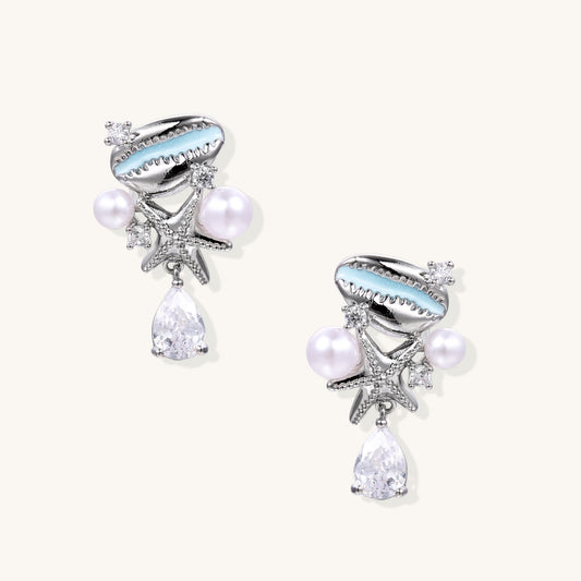 Ocean Vibes Drop Earrings with Shell Design